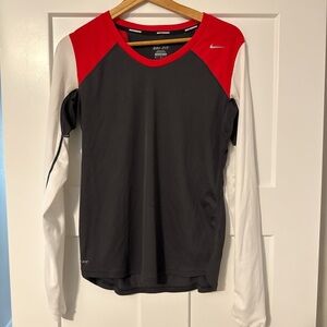 Nike Red, Black, and White Dri-FIT Long Sleeve